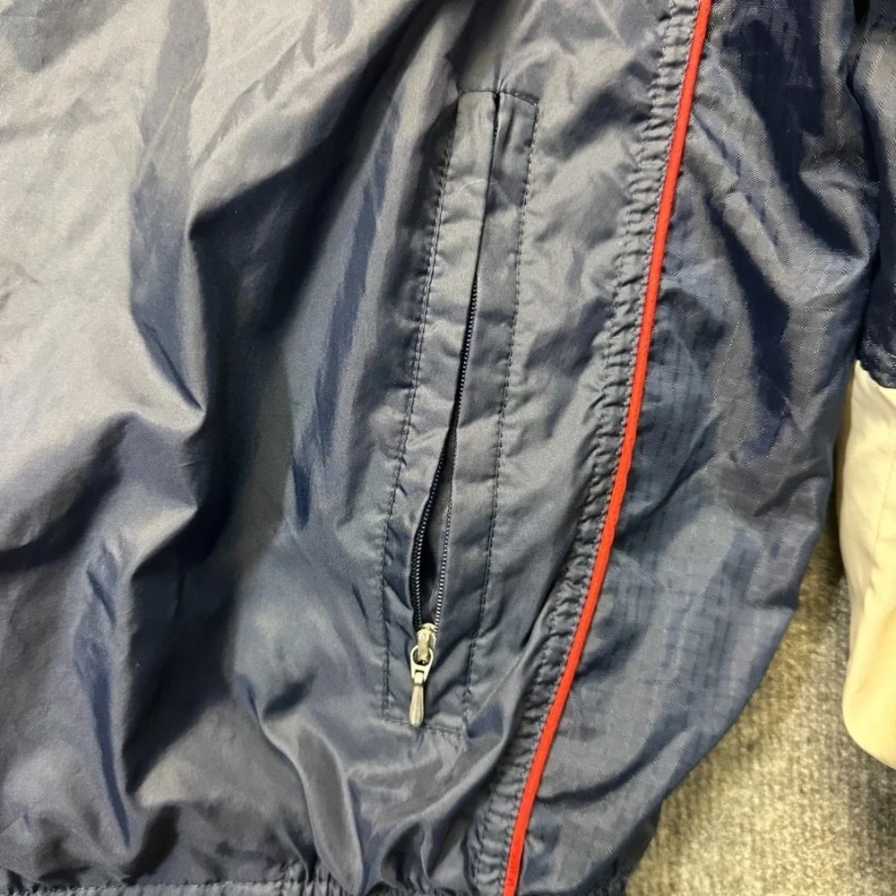 Vintage Nike Windbreaker Jacket Mens XXL Navy Blue Cream Red Piping Full Zip F8